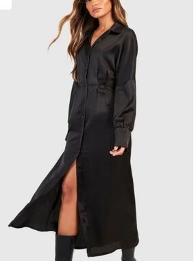 ANDREE BY UNIT Black Button-Down Maxi Dress